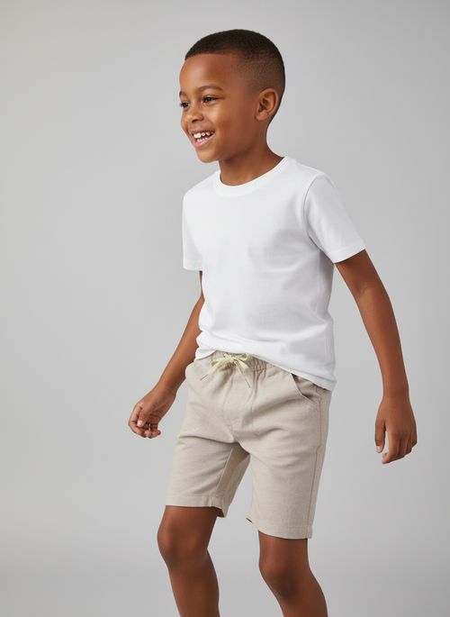 Bermuda Sarja Eco Infantil Menino Bege Claro