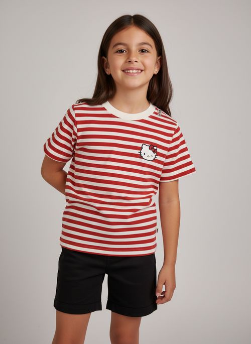 Blusa inf4/10nas listra rib hello kitty vermelho