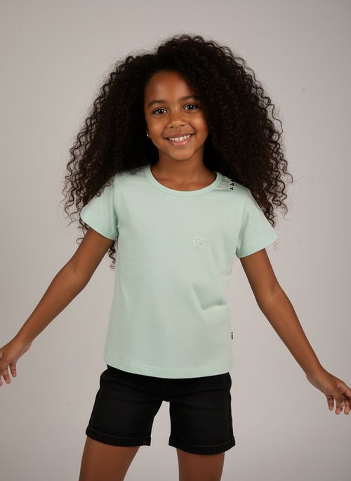 Blusa Infantil Menina Verde Claro 4-8 Anos Strass