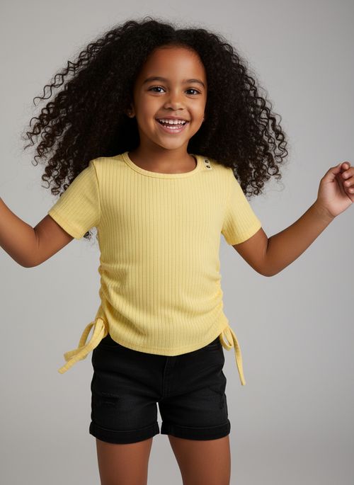 Blusa Infantil Menina Amarela 4-8 Anos Rib Colisse
