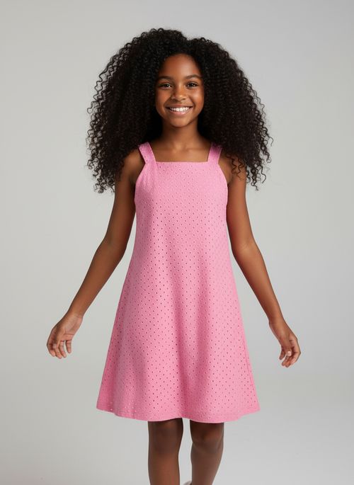 Vestido Infantil Menina Rosa Médio Laise