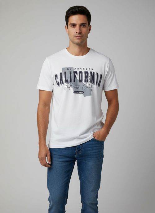 Camiseta Masculina Branca California Authentic Goods