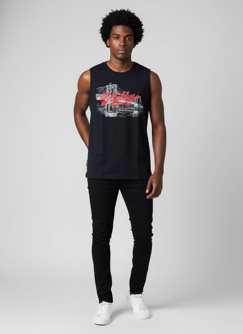 Regata Masculina Preta Brooklyn Bridge Silk
