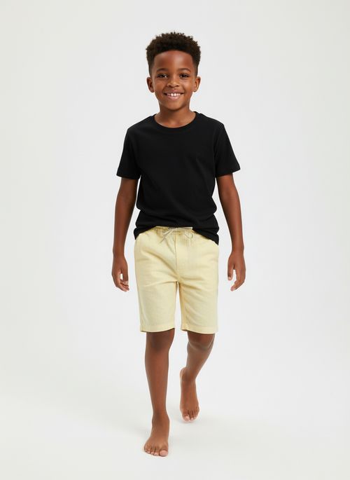 Bermuda sarja eco 10/16 nos listrado v a amarelo claro