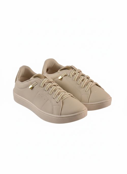 Tênis Feminino Off White Cadarço Brilhante Dourado