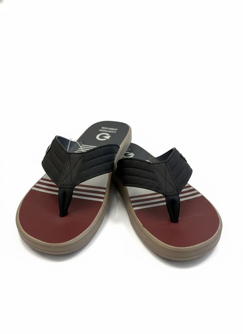 Chinelo Masculino Preto com Listras Vinho