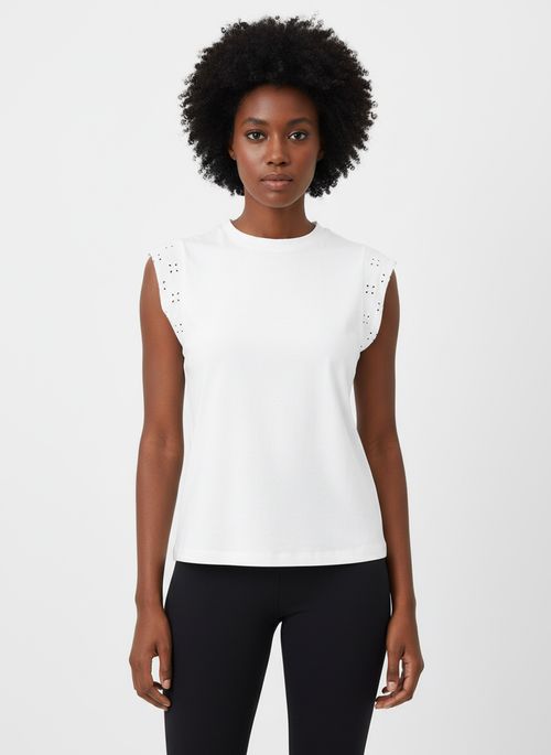 Blusa Feminina Off-white Vazado Laise Ombros