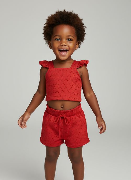Conjunto Infantil Menina Vermelho Laise Babados