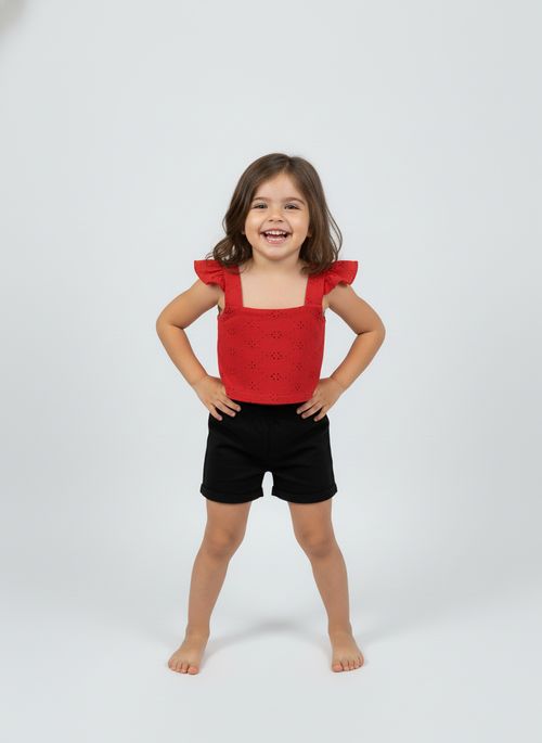 Regata Infantil Menina Vermelha Laise Babados