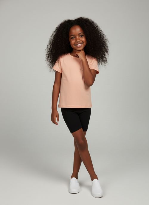 Blusa Infantil Menina Pêssego Urso