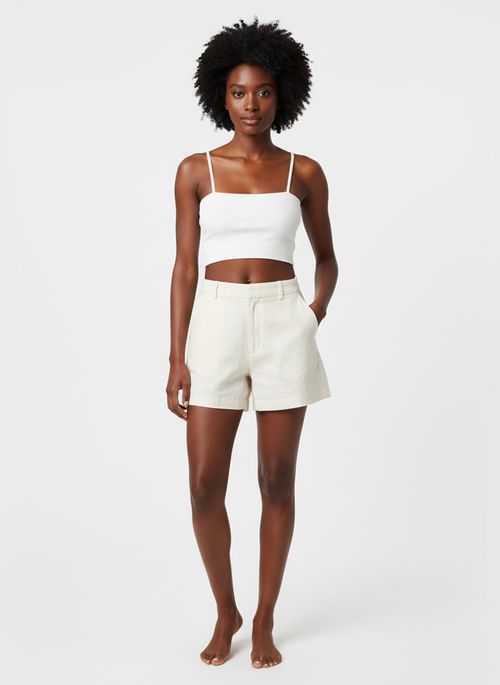 Top Cropped Canelado Feminino Off White