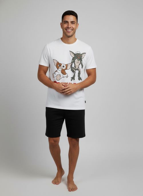 Camiseta Masculina Off White Gremlins Clássica Gizmo e Monstro