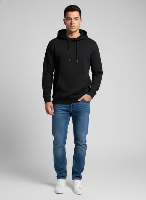Moletom com Capuz Masculino Preto Liso
