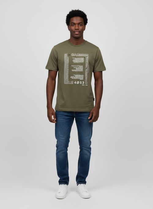 Camiseta Masculina Verde Oliva Estampa Gangster Company