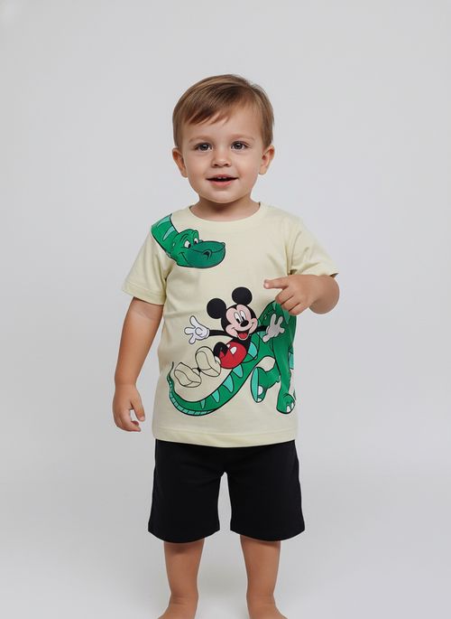 Camiseta inf1/3nos mickey dino itt639 amarelo