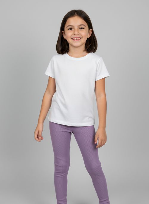 Calça Legging Infantil Menina Lilás Canelada Seamless