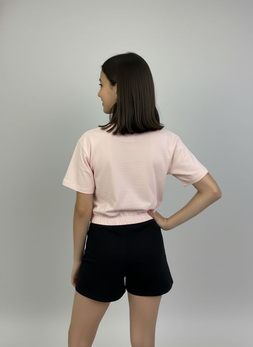 Blusa Cropped Infantil Menina Rosa Claro Paetês Furtacor
