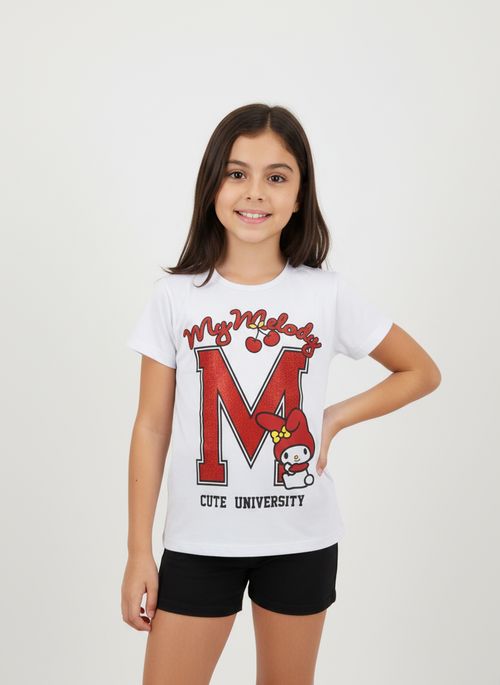 Blusa Infantil Menina Branca My Melody Cute University