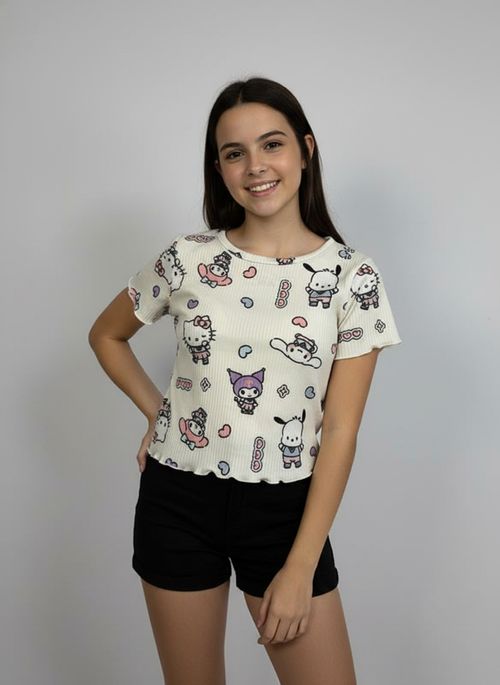 Blusa inf10/16nas hello kitty amigos off white