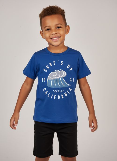Camiseta Infantil Menino Azul Surf's Up Califórnia