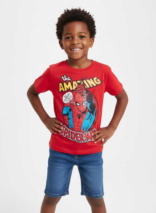 Camiseta Infantil Menino Vermelha Homem-Aranha