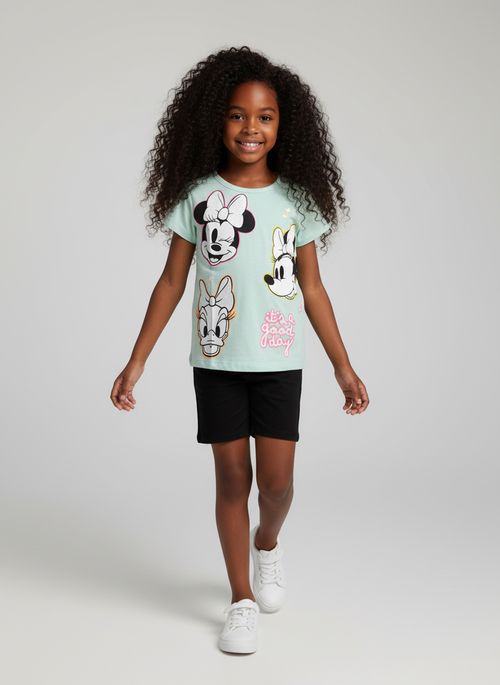 Blusa Infantil Menina Verde Água Minnie & Daisy 'It's a Good Day'
