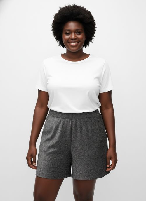 Shorts fem fpm 4758 malha lurex pto/prat prata