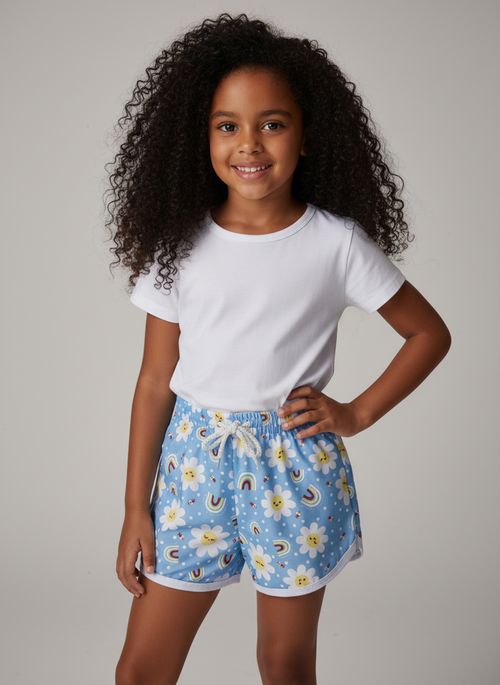 Shorts inf4/8nas rot flor azul azul claro