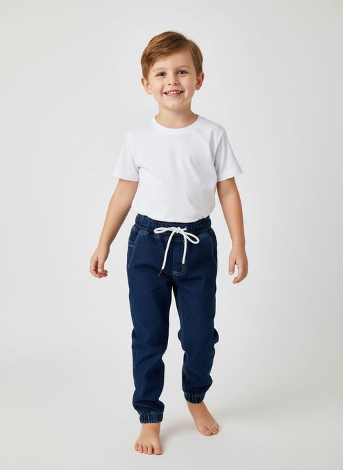 Calça Jogger Jeans Infantil Azul Escuro