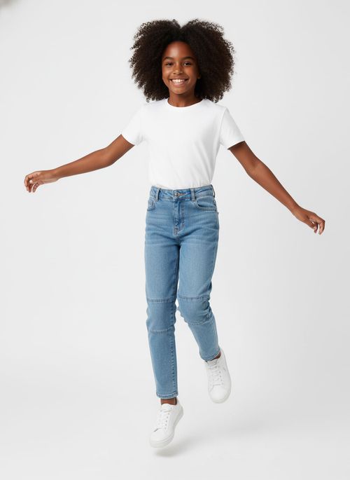 Calça Jeans Juvenil Azul Claro Fit Relaxado