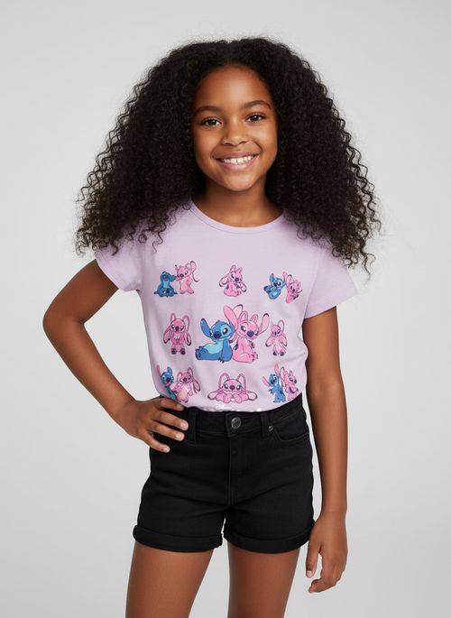 Blusa Infantil Menina Lilás Stitch