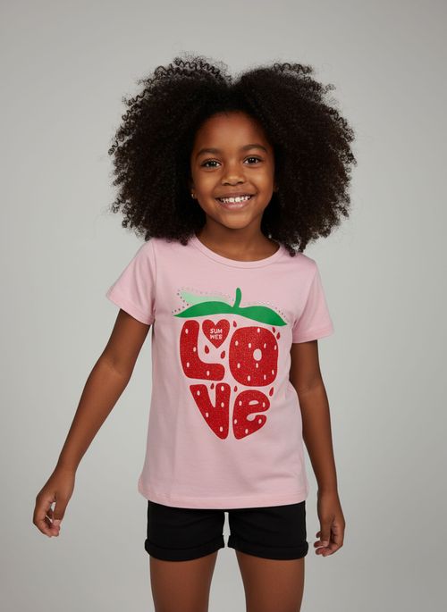 Blusa Infantil Menina Rosa Claro Liso