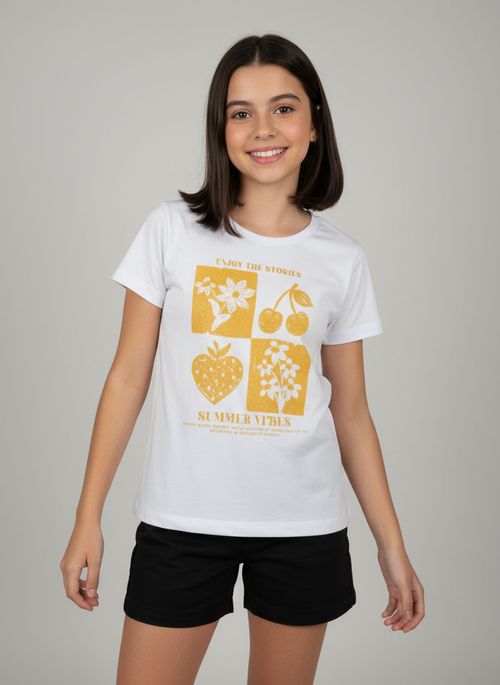 Blusa Infantil Menina Branca Juvenil Liso