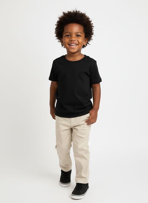 Calça Jeans Infantil Menino Bege Claro Amaciada