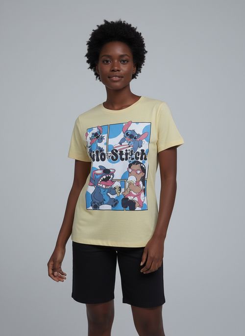 Blusa fem lic promo stitch amarelo amarelo claro