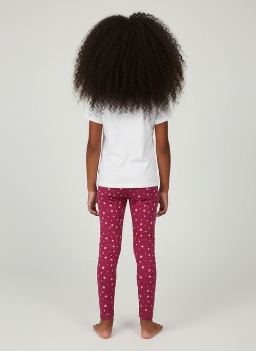 Calça Legging Infantil Menina Rosa Escuro Estrelas