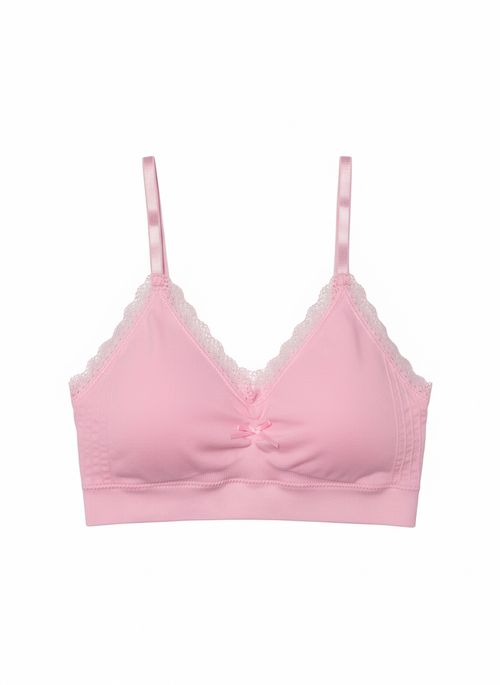 Sutiã Bralette Sem Costura Feminino Rosa Renda e Laço