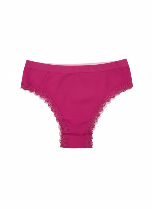 Calcinha Feminina Rosa Magenta Renda Delicada