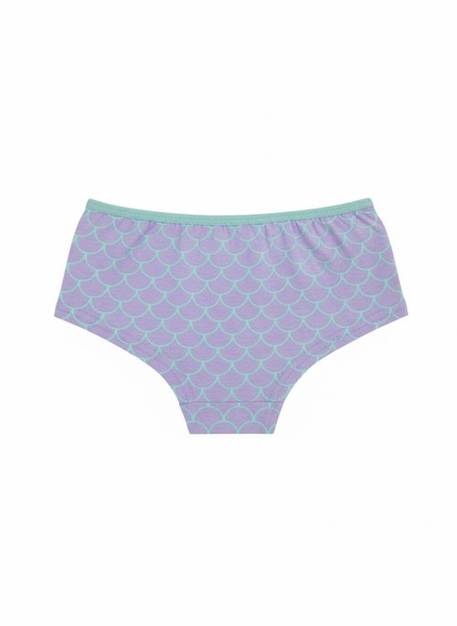 Calcinha Infantil Menina Lilás/Verde Água Sereia Ariel Escamas