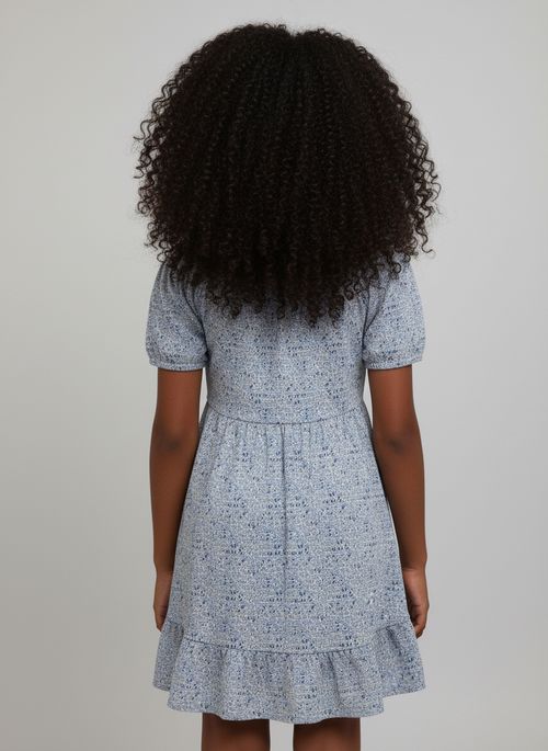 Vestido Infantil Menina Azul Floral