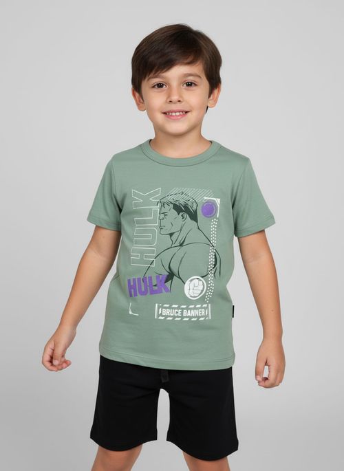 Blusa Infantil Menino Verde Médio Estampa Hulk Bruce Banner