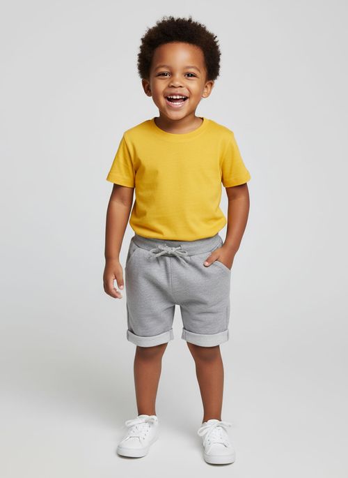 Bermuda de Moletom Infantil Menino Cinza Mescla