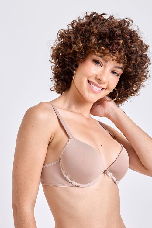 Sutiã Básico Push Up Feminino Nude Realce Natural Liso