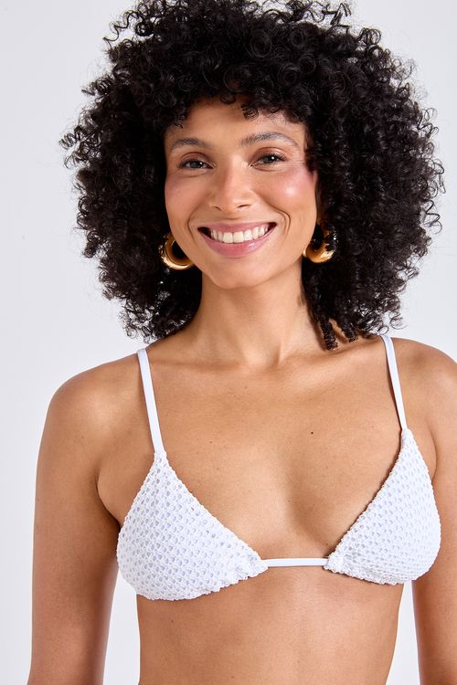 Top Biquíni Feminino Branco Crochê