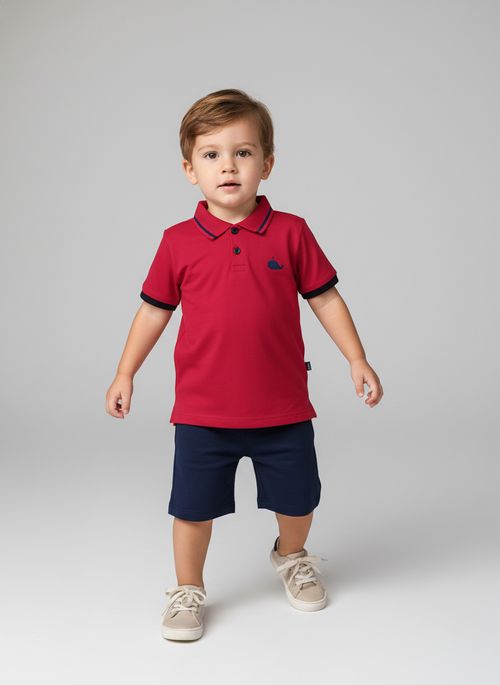 Polo Infantil Menino Vermelha Baleia Náutica