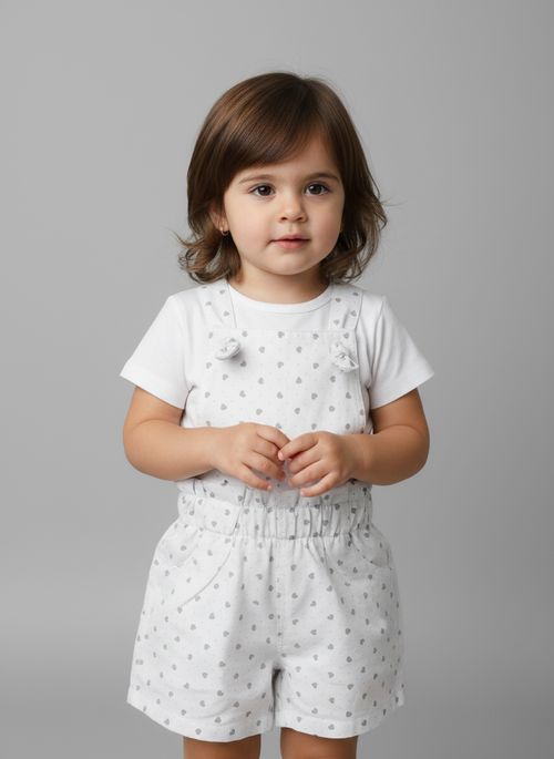 Macaquinho Infantil Menina Branco Corações Fofos