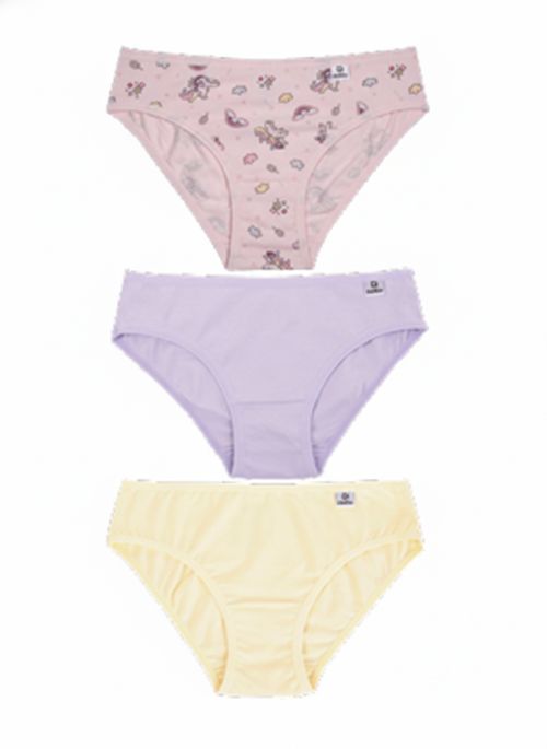 Kit 3 Calcinhas Infantil Menina Cores Pastéis Unicórnio