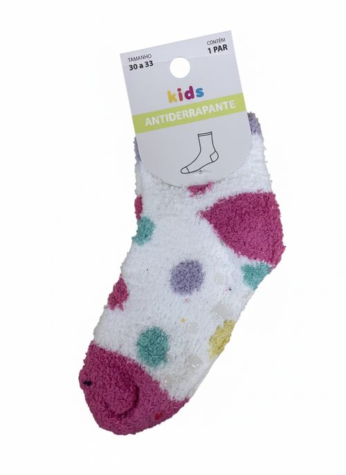 Meia Infantil Antiderrapante Bolinhas Coloridas 30-33