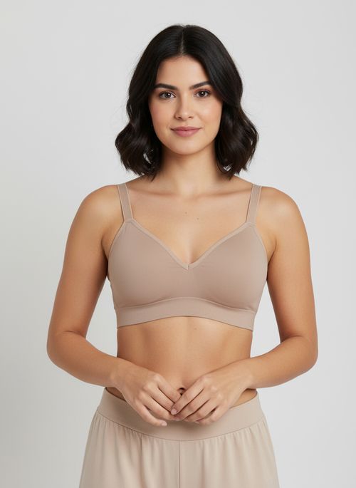 Sutiã Feminino Bege Natural Bojo Macio Sem Marcas