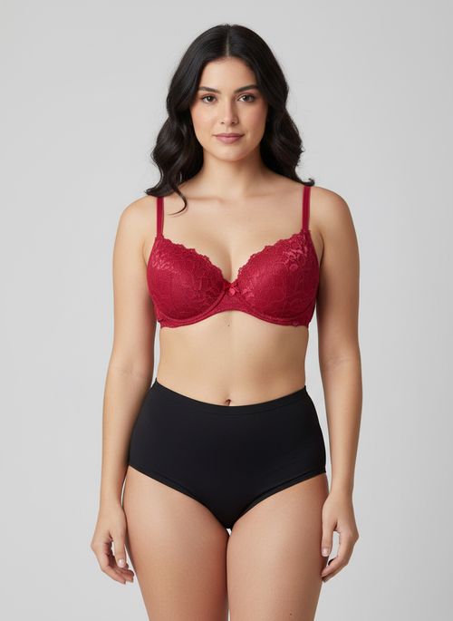 Sutiã Feminino Vermelho Renda Floral